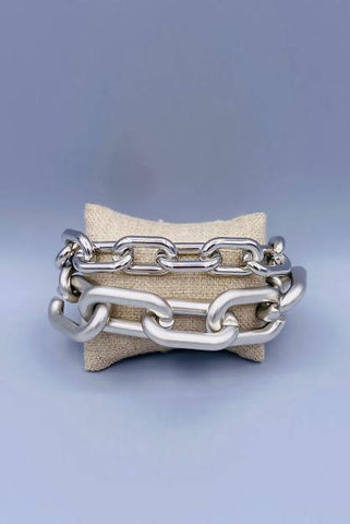 Double Chain in shiny and matte light bracelet