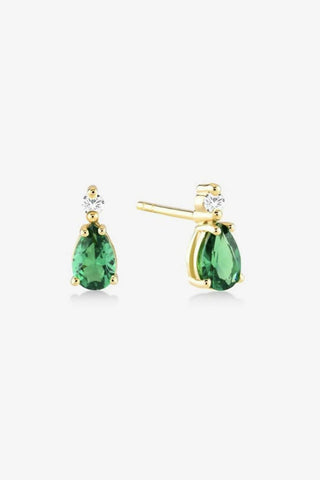 Pear Emerald Diamond Earrings