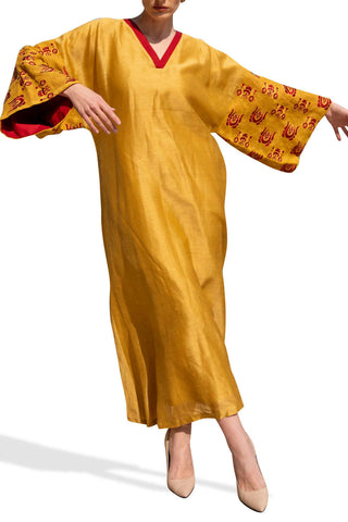 Golden Red Silk Kaftan