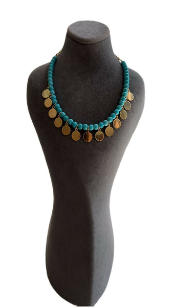 Coin Gold Plated Natural Howlite