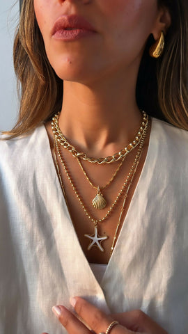 White Starfish Gold Plated Necklace