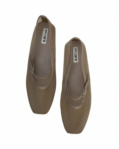 Beige Mesh Ballerinas