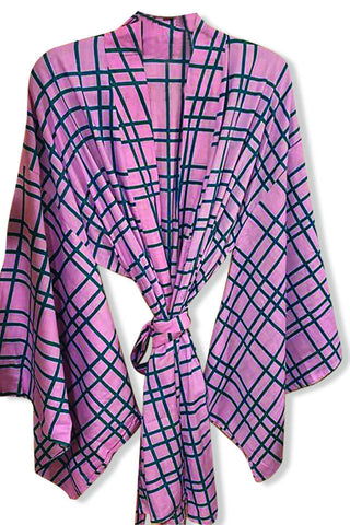 Checkered Kimono Top