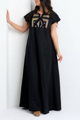 Black Embroidered Bisht Set