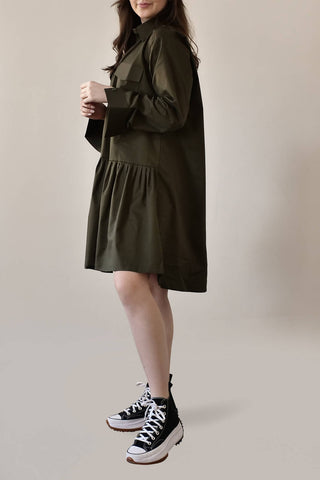 Dark Olive Shirt Dress