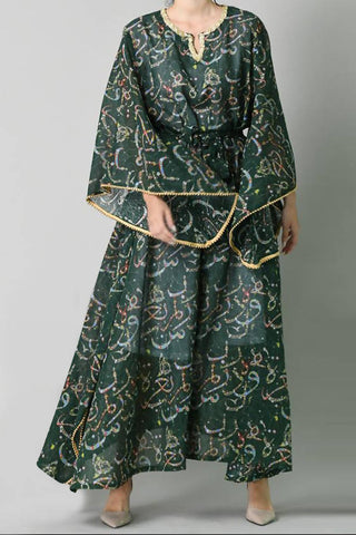 Green Arabic Calligraphy Kaftan