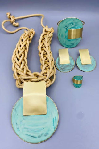 Set of Brass in Turquoise