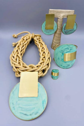 Set of Brass in Turquoise