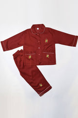 Maroon Butterfly Pajama Set