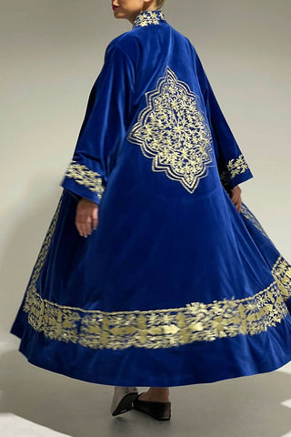 Royal Blue Embroidered Bisht
