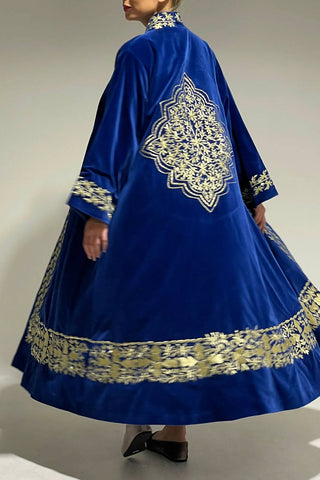 Royal Blue Embroidered Bisht