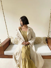 Beige Bisht with Golden Dress