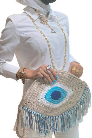 Crochet Eye Clutch Bag