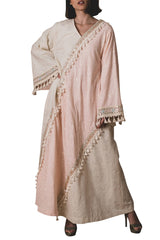 Embroidery Pink Fringed Kaftan