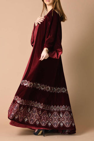 Velvet Maroon Bisht