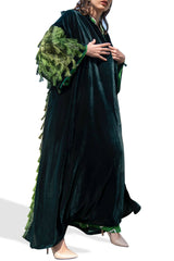 Royal Green Silk Velvet Bisht