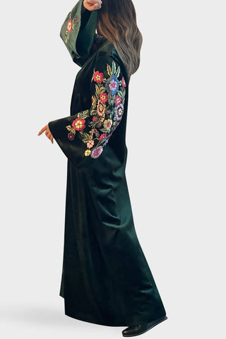 Green Velvet Floral Sleeves