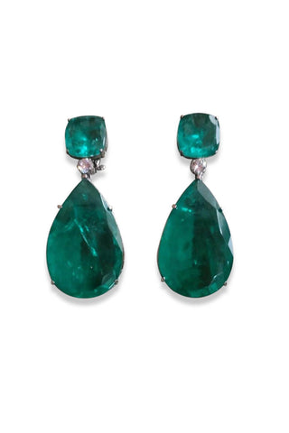 Long Green Earrings with Studds