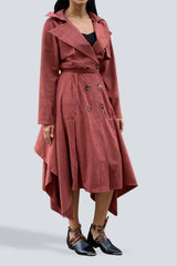 Unbalance Hem Trench Dress