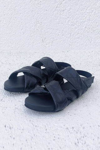 Black Stitched Sandals