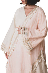 Embroidery Pink Fringed Kaftan