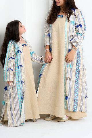 Blue Sadu Bisht Set