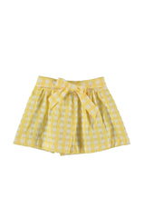 Flower Top & Yellow Plaid Shorts Set