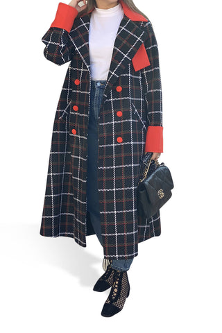 Checkered Wool Coat