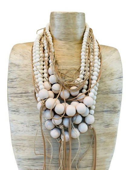 Cream/White Layered Beads Necklace