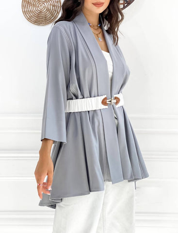 Grey Belted Cardigan