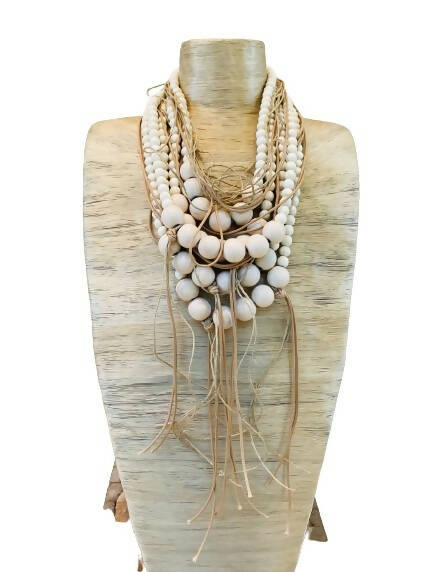 Cream/White Layered Beads Necklace