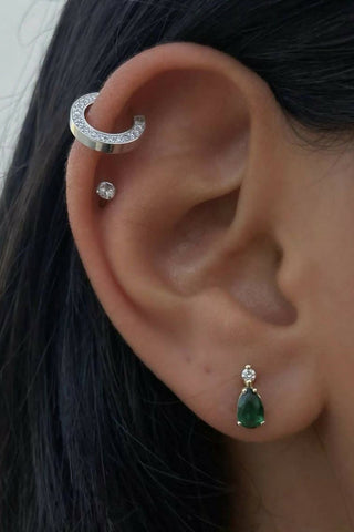 Pear Emerald Diamond Earrings