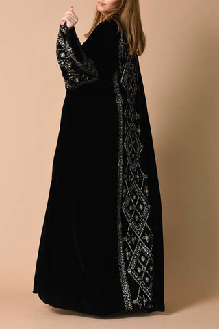 Royal Black Velvet Bisht