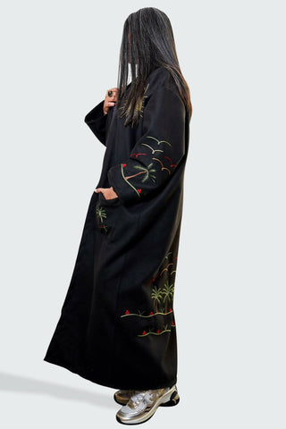 Black Embroidered Bisht