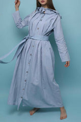 Blue Linen Kaftan T-7C-!