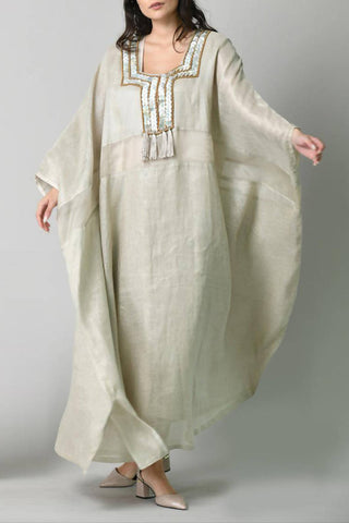 Beige Flowy Kaftan