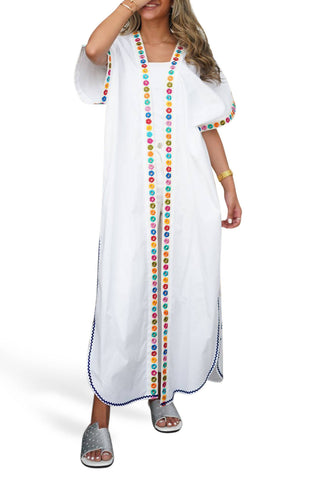 White Bisht With Floral Embroidery