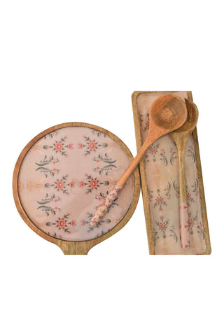 Platter Set With Spoon ( Pink)