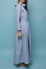 Blue Linen Kaftan T-7C-!