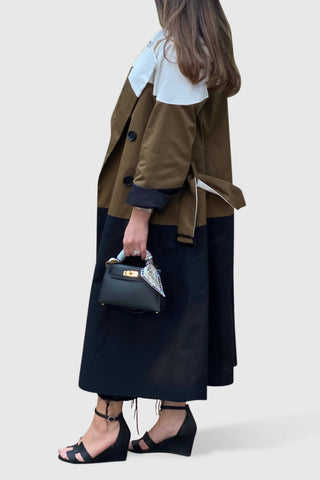 Tri Color Trench Coat