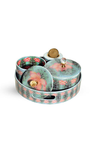 Floral Round Tray Set