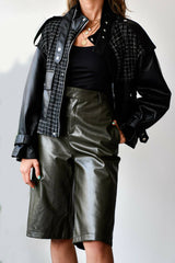 Tweed Leather Bomber Jacket