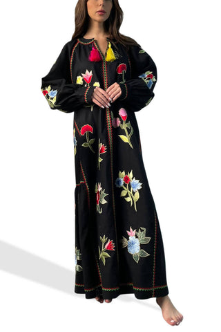 Black Floral Kaftan