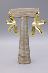 Half Flower with Pearl Earrings
