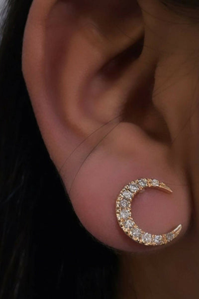 Diamond Half Moon Earrings