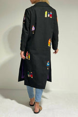 Black embroidered coat
