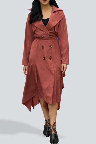 Unbalance Hem Trench Dress