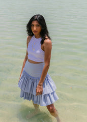 Dusty Blue Fused Linen skirt