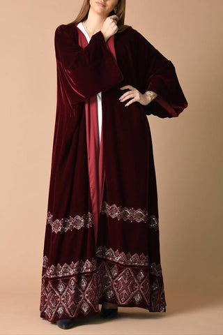 Velvet Maroon Bisht