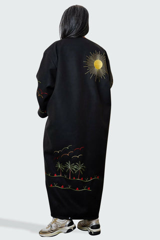 Black Embroidered Bisht